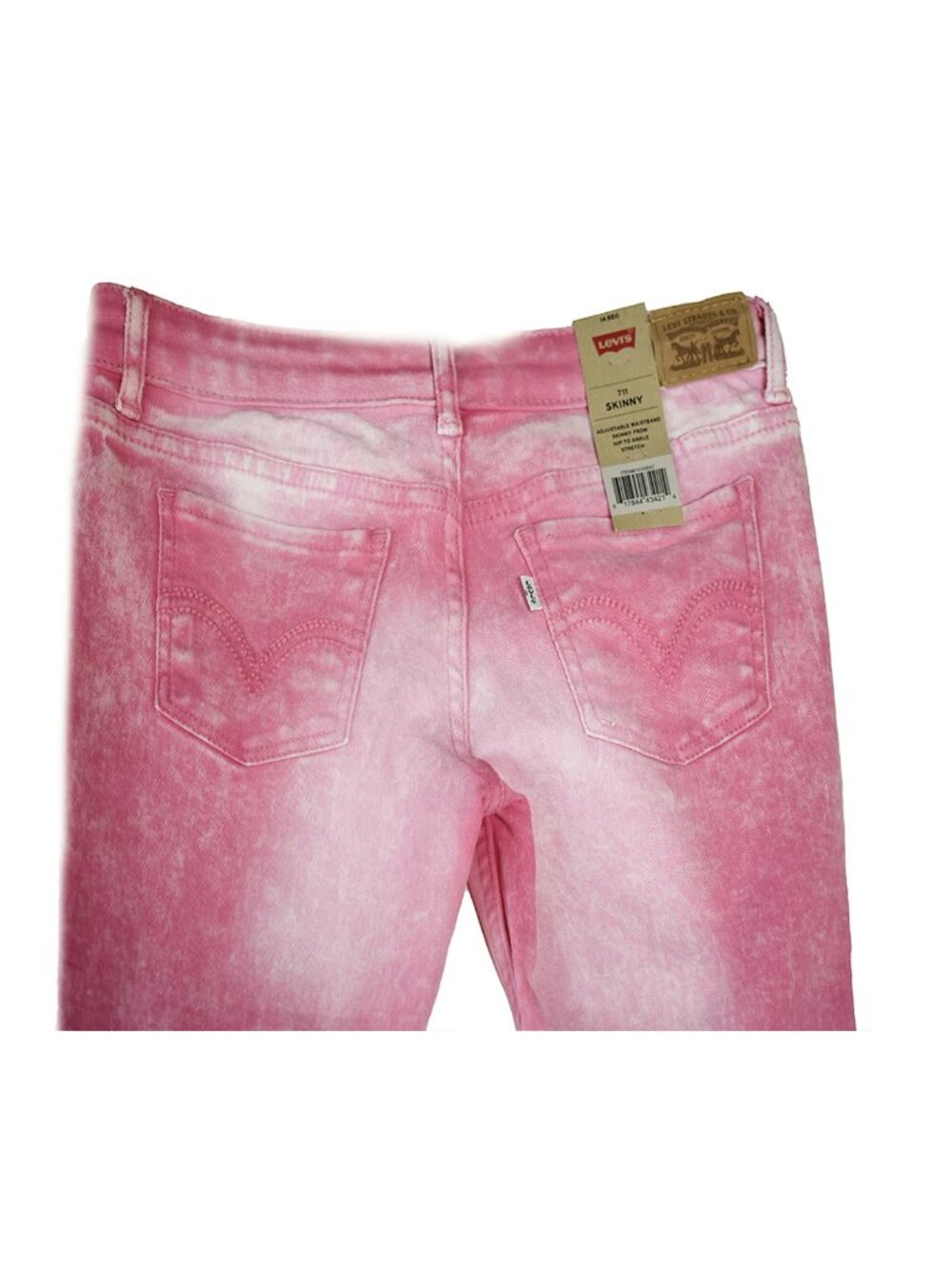 Levi’s Girls Jeans 711 Stretch Denim Straight Leg Skinny Pants Pink Slim Size 14 - Picture 5 of 6